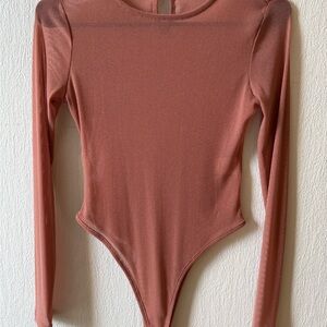 Olivaceous Women's Long Sleeve Bodysuit in Dusty Rose